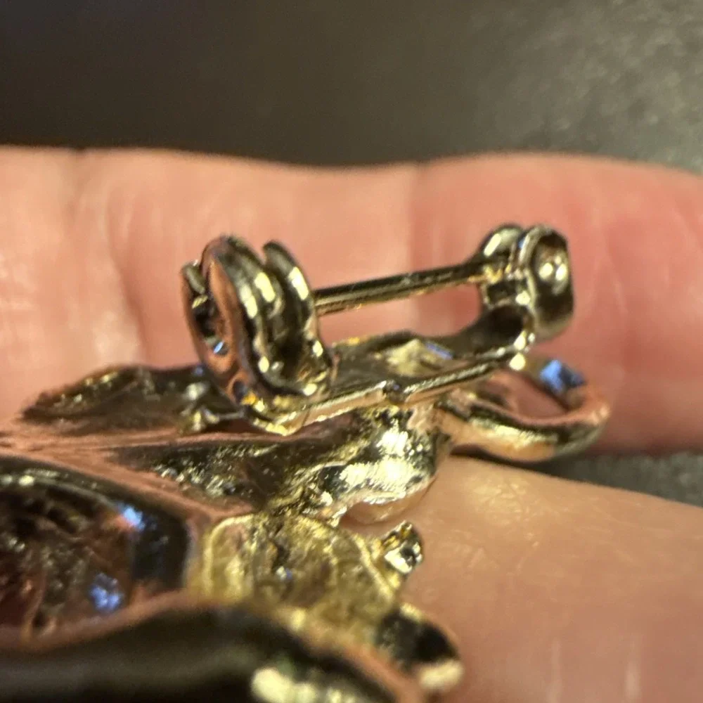 Vintage Gold Tone And Green Rhinestones Ballerina Brooch